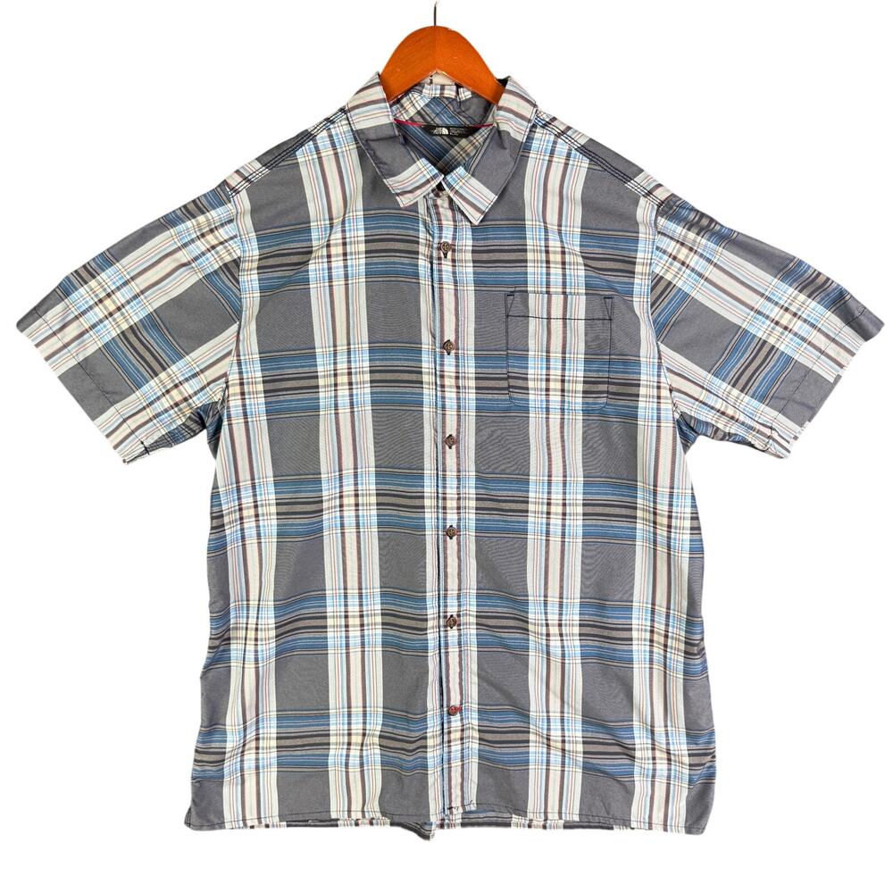 The North‎ Face Lightweight Short Sleeve Plaid Shirt Utility Hiking Blue Mens XL